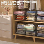 4-Tier Sliding Closet Organizers and Storage Shelves, Stackable Closet Shelf Organizer Basket Bins, Drawer Shelf Storage Container for Wardrobe Cupboard Kitchen Bathroom Office, Black