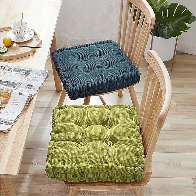 2 Pack Meditation Floor Pillow Large Square and Round Floor Cushions for Adults Purple Corduroy Floor Seat Pillows Cushion for Living Room Balcony Tatami Yoga,18x18 Inch