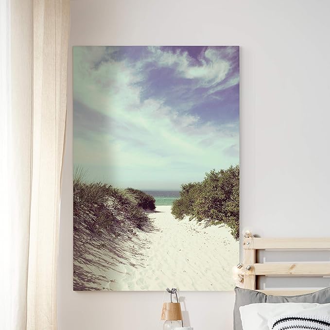 Renditions Gallery Canvas Wall Art Nature Modern Paintings Decorations Sandy Cloudy Beach Romantic Glam Wall Hanging Artwork Prints for Bedroom Living Room Office Kitchen - 12"x18" LT06