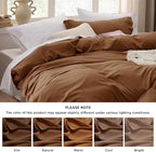 Bedsure Brown Duvet Cover Twin/Twin XL Size - 2 Pieces Prewashed Cotton-Like Polyester Extra Soft Bedding Set, Includes 1 Twin Duvet Cover 68''x90'' with Zipper Closure & 1 Pillow Sham, No Comforter