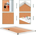 BIBOC Enclosed Cork Bulletin Board Weatherproof Display Cases Tamperproof Notice Poster Memo Board with Aluminum Frame,36x24 inches (Cork12)