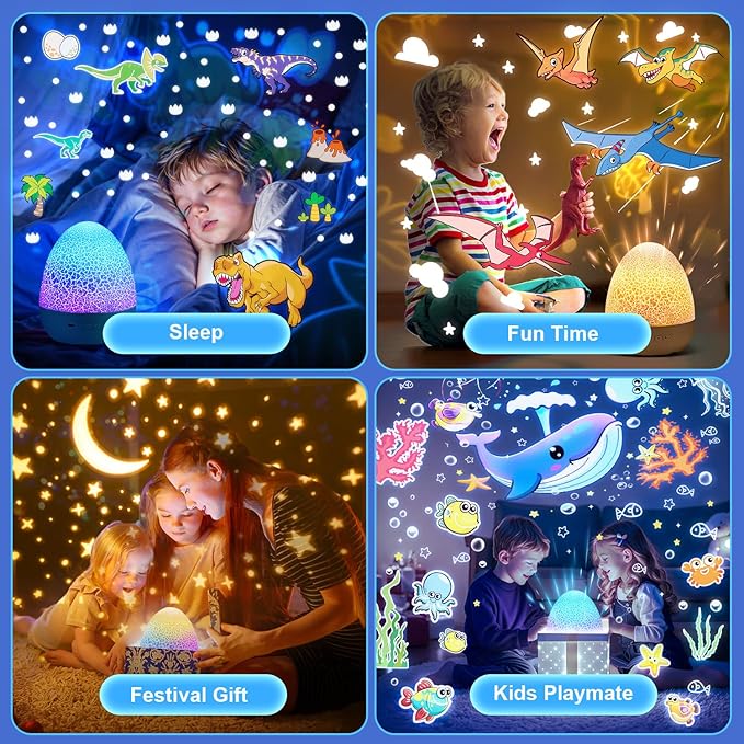 PIKOY Dinosaur Toys for Kids 3-5 Night Light Projector Dinosaur Eggs Boys Christmas Gifts | 15 Sounds & 3D Films | 31Colors & Remote Control | Toddler Boy Toys, Boys Room Decor, Boy Gifts