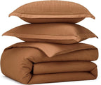 Bedsure Cotton Duvet Cover Queen - 100% Cotton Waffle Weave Hazel Duvet Cover Queen Size, GentleSoft™ and Breathable Bedding Set for All Season, 3 Pieces, 90"x90"