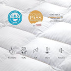 Luxurious All-Season Goose Down Feather Fiber Comforter Duvet Insert, Exquisite California King White Stripe Design, Premium Baffle Box, 100% Cotton Down Proof Fabric, 75 oz. Fill Weight