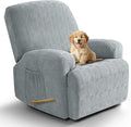 VANSOFY Oversized Recliner Chair Covers, 4-Pieces Stretch Recliner Cover Jacquard Soft Reclining Chair Slipcover Furniture Protector with Elastic Bottom for Lazy Boy Recliner(Light Gray)