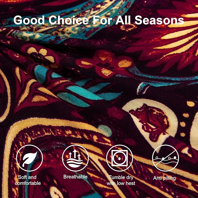 KRFOONN 4 Piece Printed Sofa Couch Cover for 3 Cushion Couches Stretch Sofa Slipcovers with 3 Separate Seat Cushion Covers Washable Furniture Protector with Elastic Bottom (Sofa, 62)