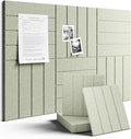 Fluxynara Felt Bulletin Board Tiles Large 36" x 24" Cork Board Alternative-6 Pack with 40 Adhesive Tabs, Thick Slat Wall Panels for Office Decor, Push Pin Board Wall Organizer Alternative - Sage Green