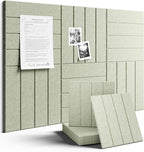 Fluxynara Felt Bulletin Board Tiles Large 36" x 24" Cork Board Alternative-6 Pack with 40 Adhesive Tabs, Thick Slat Wall Panels for Office Decor, Push Pin Board Wall Organizer Alternative - Sage Green