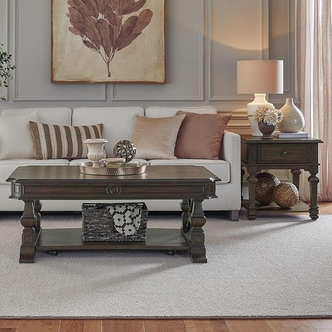 Liberty Furniture Provence Park 3 Piece Set -Cocktail Table, 2 Drawer End Tables - Chateau Brown