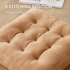 Meditation Floor Pillow Set of 6, Square Large Pillows Seating for Adults, Meditation Cushion Pillow,Tufted Corduroy Cushion for Tatami Living Room or Yoga, Coffee, 22x22 Inch