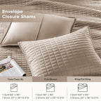 Comfort Spaces Kienna Quilt Set- Double Sided Stitching Design Summer Blanket, Lightweight, Soft, All Season Bedding Layer, Matching Sham, Taupe, Coverlet Full/Queen(90"x90") 3 Piece