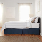 Amazon Basics Lightweight Pleated Bed Skirt, Queen, Navy Blue, Solid