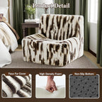 Trenda 32'' Boneless Chair, Super Comfy Bedroom Accent Chair, Sofa Chair, Soft Faux Fur Cover Floor Couch for Living Room,College, Dorm to Reading& Gaming (White& Brown)