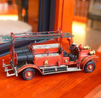 Large Antique Fire Engine Vintage Fire Truck Model Diecast Metal Truck Model Ornaments for Desktop Bar Home Shelf Decor Collectible Decorative Statue Firefighting Heroes Handcraft Firemen Gift