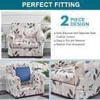 KRFOONN 2 Piece Chair Covers Printed Sofa Covers Couch Covers Washable Armchair Sofa Couch Slipcover Furniture Protector with Elastic Bottom for Living Room (Armchair, 23), Small