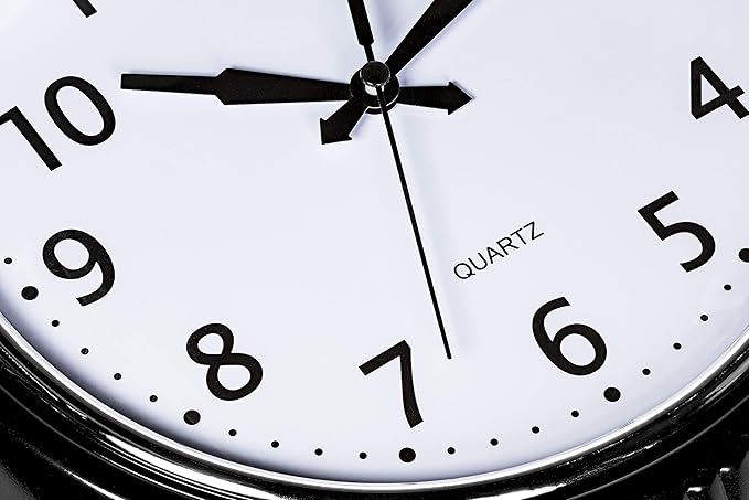 Bernhard Products Black Wall Clock Retro Silent Non Ticking 12 Inch Round Battery Operated Quality Quartz Easy to Read for Home Kitchen Office Classroom School Clocks Sweep Movement Vintage Décor