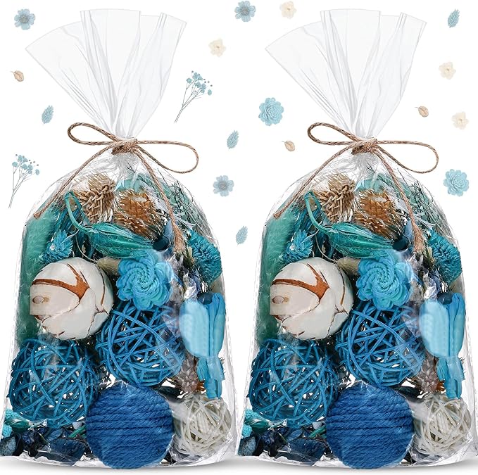 Nuanchu 2 Pack Decorative Balls Potpourri Bowl Filler Decor Natural Vase Bowl Filler Assorted Spherical Rattan Twigs Wicker Balls for Home Decor Centerpiece, No Scent(Blue Series,Charming Style)
