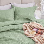 Love's cabin Quilts for Full Bed Sage Bedspreads Bedding Set - Lightweight Bedspread Comforter - Wave Pattern Bedding Coverlet for All Season - 3 Pieces (1 Quilt, 2 Pillow Shams)
