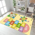 Play Game Area Rugs Jump and Counting Game Crawl Jump Mat with Colorful Hopscotch and Rainbow Designs Yellow Baby Play Collection Anti-Slip Carpet Home Learning Matfor Kids Room Playroom, 5x8ft