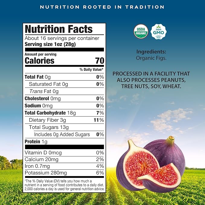 CROP BY POP - Organic Sun-Dried Turkish Smyrna White Figs (Higos, Anjeer) - No Sugar Added, Unsulphured (16oz, 1 LB) Tu Bishvat Favorite - Sweet Healthy Snack, USDA Organic, Non GMO, Vegan, Resealable Bag