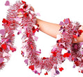 Valentines Garland Decor,50Ft Glitter Tinsel Heart Garland Decorations for Tree Mantle Bedroom Office Classroom Party Indoor Outdoor Holiday Home Pink Red White