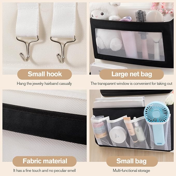 Over Door Storage Organizer, Multi-Pocket Hanging Organizer with Mesh Pockets, Wall Mount Storage Bags, Black and White (gray + white, 2-Tier*2PACK)