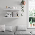 Floating Shelf, Set of 2 Wall Shelf, 30 in W x 12.75 in D x 2 in H Wooden Floating Wall Shelf with Invisible Brackets for Living Room/Bedroom/Bathroom/Kitchen Storage and Decor, White