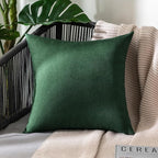 MIULEE Pack of 2 Decorative Outdoor Solid Waterproof Throw Pillow Covers Christmas Faux Linen Garden Farmhouse Cushion Cases for Patio Tent Balcony Couch Sofa 16x16 Inch Emerald Green