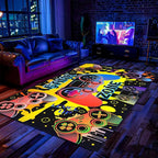 Gaming Rug for Living Room Colorful Large Area Rug 4x6 ft Gamer Room Decor for Boys Girls Gamer Rug for Gaming Room Floor Mat 3D Video Game Area Carpet for Bedroom,Game Room & Dorm