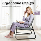 DAICO Modern Accent Chair Armless Sling Accent Chairs Comfy Upholstered Side Sitting Chairs with Metal Frame for Living Room Bedroom Balcony Garden, Linen, Grey