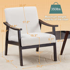 KEIKI Mid-Century Modern Accent Chair with Solid Wood Frame, Tech Fabric Armchair with Supportive Cushioned Back