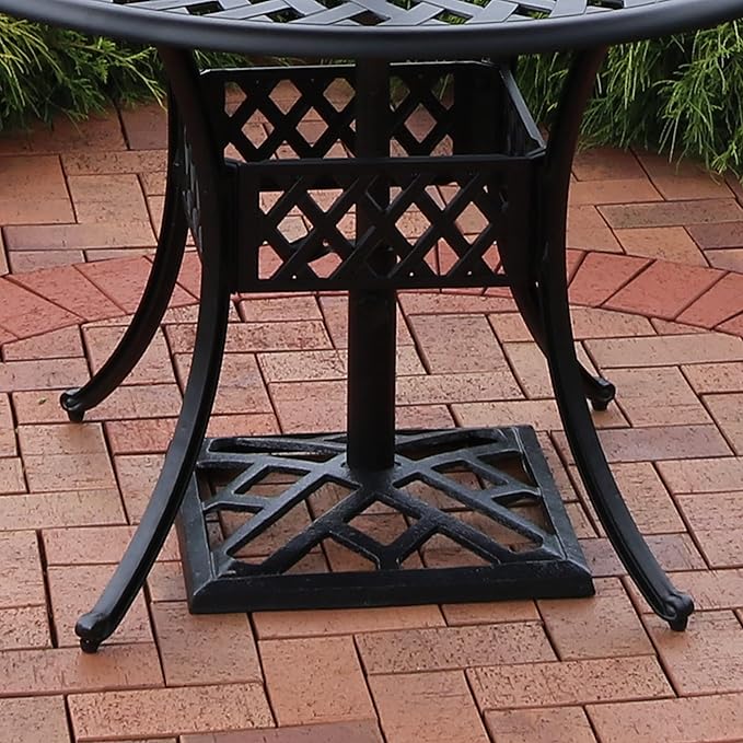 Sunnydaze 17lb Cast Iron Patio Umbrella Base - Heavy-Duty Square Metal Outdoor Market Umbrella Stand for Outside - 17-Inch - Black - Modern Geometric