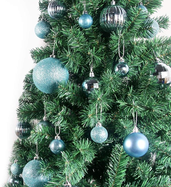 Baby Blue 1.6" Small Christmas Balls Christmas Tree Decoration Ornaments Shatterproof Hanging Balls for Birthday Halloween Holiday Wedding Decorations Set of 24pcs