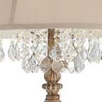 Barnes and Ivy Duval French Vintage Traditional Standing Floor Lamp 63.5" Tall Distressed Candlestick Crystal Glass Beading Cream Bell Shade Decor for Living Room Reading House Bedroom Home