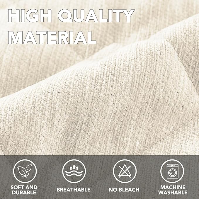 H.VERSAILTEX Couch Cover Chenille Pet Fuzzy Sofa Covers for 3 Cushion Couch Anti Slip Washable Sofa Slipcovers with Strap Soft Couch Protector Cover for Dogs Cats Kids(27.6" x 82", Ivory)