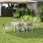 Aluminum Outdoor Patio Dining Chairs - Imitation Rope Vine Chair Ergonomic Backrest Design Detachable Seat Cushion Soft and Breathable Garden Porch White Set of 6