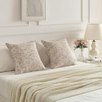 FUTEI Beige Brown Decorative Throw Pillow Covers 18x18 Inch Set of 2,Soft Chenille Tweed Textured Cushion Case,Modern Home Decor for Couch Bed Living Room