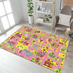 Kids Gaming Area Rug Modern Cartoon Car House Road Educational Learning Carpets, Pink Large Size Non-Slip Washable Thin Floor Mats Ideal for Girls Bedroom Playroom Dining Room Kitchen, 3x4ft