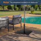 HAPPYGRILL 25" Patio Umbrella Base, 42 LBS Heavy Duty Umbrella Stand, Square Umbrella Base with Non-slip Pads, Tightening Knob & 2 Adapters
