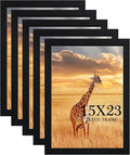 15x23 Picture Frame Set of 5, Wooden Frame Black for 15x23 Inch Picture Poster Photo with Durable Shatter Resistant Plexiglass,Wall Gallery Poster Photo frame 23 by 15 Frame for Wall best gift