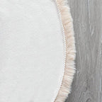 Light Brown Beige Washable Shaggy Round Rug 5ft Faux Rabbit Fur Rugs for Living Room Circle Nursery Rug for Bedroom Girl Room Décor