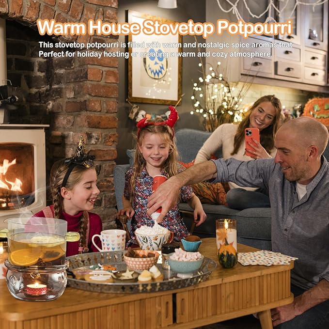 Simmer Pot Potpourri, Warm House Stovetop Potpourri with Cinnamon, Cloves, Apple, Orange and Star Anise, Simmering Potpourris for Home Fragrance, Odor Removal, Holiday, Relaxing, Housewarming Gift