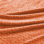 Oversized King Fleece Blanket 120x120 Inches, Seamless Soft Cozy 3D Jacquard Flannel Blanket 10'x10' Extra Large for Bed, Sofa, Couch, Travel & Camping, California King Throw, Orange Leaf
