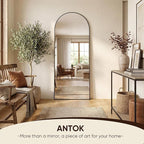 Antok Full Length Mirror, 64"x21" Floor Mirror, Arched Floor Standing Freestanding Arch Full Body Mirrors with Stand for Bedroom, Hanging Mounted for Living Room Cloakroom,Black