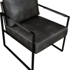 Lexicon Modern Accent Chair, Faux Leather Upholstered Living Room Chair With Wrapped Armrests,Arm Chair With Black Metal Frame,Comfy Single Chair For Living Room/Bedroom/Reading Room/Office,Dark Brown