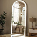 GLSLAND Arched LED Full Length Mirror - 65"x26" Full Body Standing Mirrors with Light for Bedroom/Cloakroom -Dimmable & 3 Color Lighting/Wall Mounted