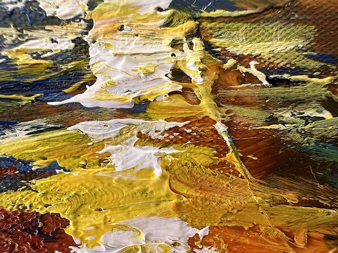 Alenoss 3D Oil Paintings 48x24 Inches Hand Painted Abstract Landscape Romantic Canvas Wall Paintings Home Decorations Texture Framed Wall Art for Living Room Bedroom Wall Decor Ready to Hang