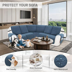 Recliner Sofa Covers 100% Waterproof Velvet L Shape Recliner Couch Covers for Sofa Pets Washable Anti Slip Recliner Slipcovers with Pockets (5 Seat Sofa, Dark Blue)