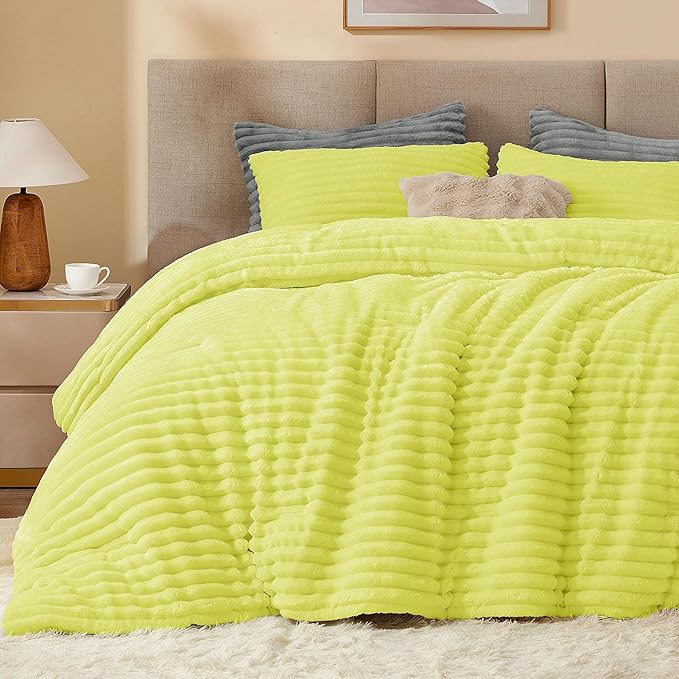 BEDELITE Fleece Twin Comforter Set -Super Soft & Warm Fluffy Charlock Bedding, Luxury Fuzzy Heavy Bed Set for Winter with 1 Pillow case