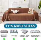 HAOMAIJIA Chenille Couch Cover Sofa Covers for 3 Cushion Couch Washable sectional Couch Covers for Dogs pet Furniture Protector Couch Cover Blanket for Living Room (Brown, 71"x150")